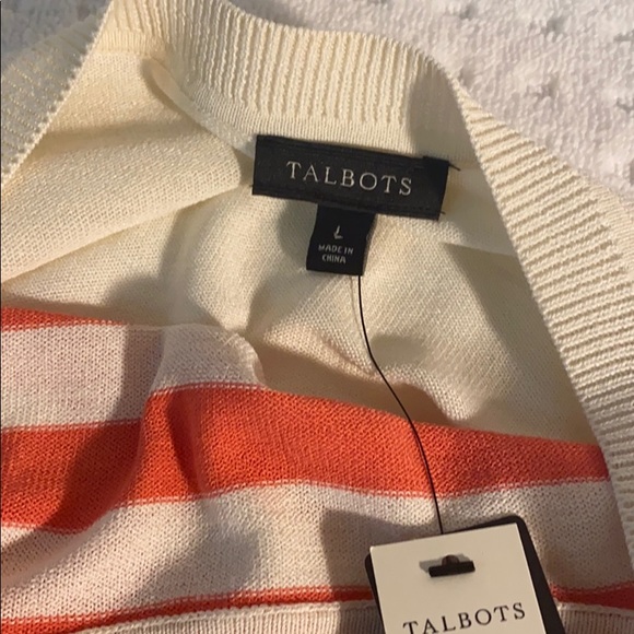 Talbots striped coral and ivory color knit Top - Picture 6 of 8